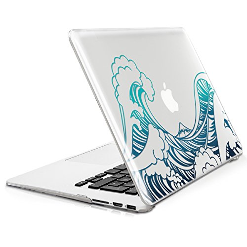 kwmobile Crystal Hülle für Apple MacBook Air 13″ (ab Mitte 2011) Hard Case – dünne durchsichtige transparente Schutzhülle Cover Tasche Wellen Design Blau Dunkelblau Transparent - 5