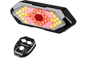 NIUAWASA Tylne światła rowerowe, światło rowerowe z kierunkowskazami, kierunkowskaz, klakson i pilot zdalnego sterowania, 5 trybów, ładowanie USB, do jazdy na rowerze, tylne światło, wodoodporny, plecak na kask, ostrzeżenie o bezpieczeństwie, lampa stroboskopowa