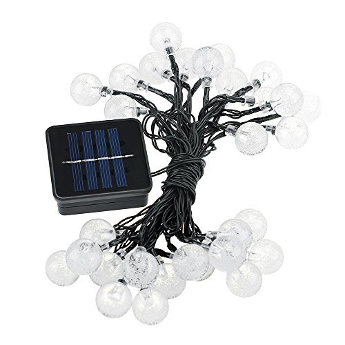 Topop 30 LED 6 M Solar Lichtketten- Farbig Mehrfarbige Kristallkugel solarbetriebene Lichterketten Lampe für Außen Garten Zaun Pfad Landschaft Dekoration (30 LED Mehrfarbig) - 8