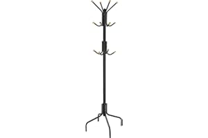 SONGMICS Appendiabiti da Terra, Attaccapanni in Metallo con 12 Ganci, 4 Gambe, Appendi Abiti Cappotti Cappelli Borse, per Ingresso Camera da Letto Ufficio, Nero RCR031B01