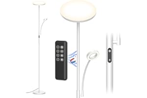 ‎AMDELNE Amdelne Stehlampe Wohnzimmer Dimmbar, Modern Stehleuchte LED 30W mit Flexibler 5W Leselampe, Deckenfluter mit Fernbedienung & Touch-Steuerung, Standleuchte mit 4 Farbtemperatur für Schlafzimmer Büro