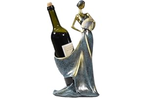 UVAN ART Craft Beauty Wine Rack Statue Ornaments Folding Fan Girl Wine Bottle Holder Resin Sculpture Red Wine Stand Accessories Home Bar Decor Gift