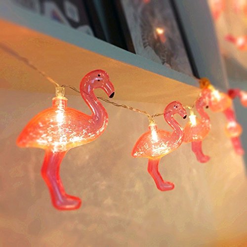 Lichterkette FLOVEME Batteriebetriebene Weihnachtliche mit 10 Stück LED Lichterkette Warmweiß – Flamingo für Party Deko, Garten Deko, Weihnachten, Hotel, Fest Deko, Geburtstag, Hockzeit - 3