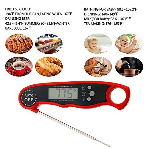 Philonext digitales Fleisch-Thermometer mit LED Hintergrundbeleuchtung für Fleisch Kochen Essen BBQ Küche Grill Wasser Süßigkeiten Zucker - 3