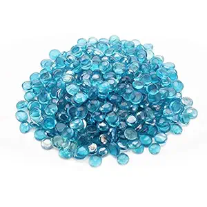 Suwimut 5LB Glass Vase Fillers, Blue Color Flat Marbles Stone Gem for Centerpieces, Table Scatter Decor, Decorative Glass Beads (Approx. 500 Stones)