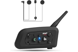 EJEAS V6 Pro+ Ulepszony domofon motocyklowy, system komunikacji domofonu motocyklowego Bluetooth 5.1, interfejs typu C, może być podłączony do uchwytu EUC (bez opakowania) (1 opakowanie)