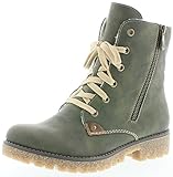 Passform: normal Rieker 79839 Damen Stiefel, Stiefelette, Schnürstiefel, Boot, Schnürboot grün (Forest/Mogano / 54), EU 39