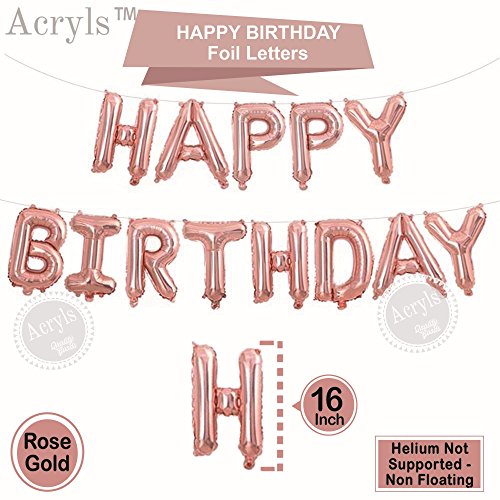 Acryls UK Ltd & # X1 F389; lettere dell' alfabeto oro rosa 40,6 cm palloncini foil Happy Birthday party Decoration Supplies - oro rosa - gonfia paglia inclusi - facile da gonfiare in 10 minuti