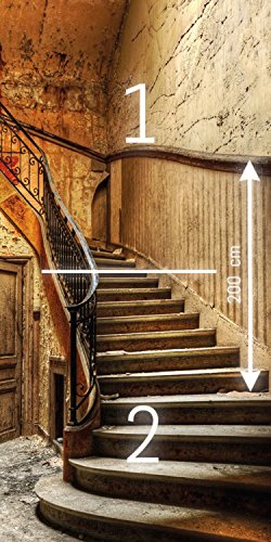 Türtapete ,,Antique Stairs TT4′ 86cm x 200cm Treppe Stufen Aufgang Haus Vintage Antik Beige Braun Fototapete inklusiv Kleister - 2