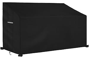 Dokon 3 Sitzer Gartenbank Abdeckung mit Belüftungsöffnungen Wasserdicht Winddicht UV-Beständiges Robustes Oxford-Gewebe Schutzhülle für Gartenbank, Gartensofa (163x66x63/89cm) - Schwarz