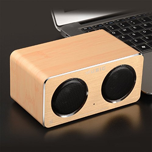Preisvergleich Produktbild NSOP W2 Holz Bluetooth Lautsprecher mit HiFi Stereo Sound, 2200Mah Handcraftedretro Wireless Sprachfunktion Design mit Dual Passive Subwoofer Für Reisen, Haus, Strand, Im Freien,Beige