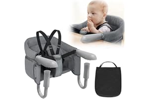 YUENFONG Sedile da Tavolo Pieghevole per Bambini Con Borsa e Posti Non Slittamento, per 2-8 cm di Spessore (Grigio)