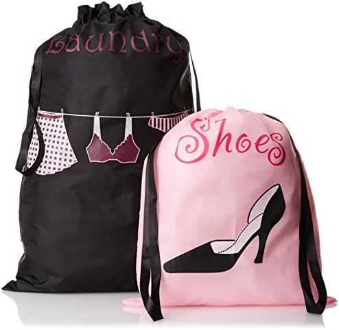 PURE STYLE Girlfriends Women's Travel Drawstring Bag Set Shoe and Laundry