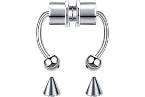 Loftus Magnetic Septum Piercing Fake Septum Fake Nose Ring Horseshoe Stainless Steel Faux Fake Nose Septum Rings Non-Pierced Clip On Nose Hoop Ring