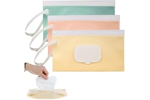 MIRKUZI Boxen für Babypflegetücher 3er-Pack Wischtuchspender, tragbare, nachfüllbare Wischtuchbehälter, wiederverwendbare Reise-Wischtuchspender, wasser- und staubdicht (Rosa, Grün und Beige)
