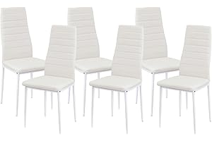 anrekl Juego de 6 sillas de comedor con reposabrazos, patas de metal, sillas de cocina modernas, cómodas sillas tapizadas para comedor, salón, cocina, color blanco