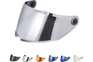 JQF GEAR Visera Casco Moto Reemplazo para MT 28B/Thunder,Lente de Casco de Protección contra el Viento para Motocicleta,Accesorios para Cascos de Moto (Cromo Plata)