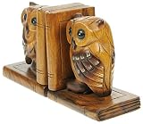 Eulen Buchstützen x 2 : Handgeschnitzte hölzerne tierische Verzierung : Qualitätsweihnachtsgeschenk für Männer u. Frauen : Traditionell Handgefertigt aus Holz: Haus Dekoration - 4