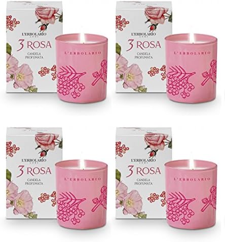 The ERBOLARIO – 3 pink scented candle 37 Hours – 4 Packs – The Environment, Refined, Serenity