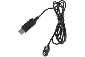 FUXIU - Eliminador de batería, 9 V, adaptador de alimentación, cable USB, repuesto para batería 6F22 para multímetro micrófono, juguete y mando a distancia