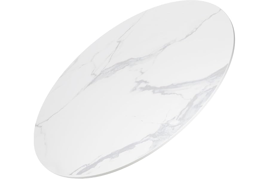 ZL ZELing Round Sintered Stone Table Top 90cm,Replacement Table Top for Indoor & Outdoor - Heat/Scratch Resistant Waterproof Ceramic DIY Desktop, Patio/Balcony/Bistro/Café & Dining Room (White)