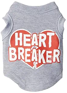 Mirage Pet Products 8-inch Heart Breaker Screen Print Shirt for Pets, X-Small, Grey