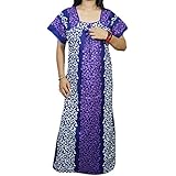 Indiatrendzs Women Cotton Maxi Nighty Printed Summer Nightwear Gown 46" (PURPLE)