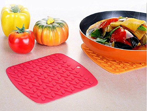 Zedtom 4er Pack Mehrzweck Silikon Heat Resistant Untersetzer Topfuntersetzer Silikon Topflappen Wärmedämmung Untersetzer Hitzebeständig bis zu 230°C,17.8×17.2xo.4cm,4 Farbe(Multi color) - 2