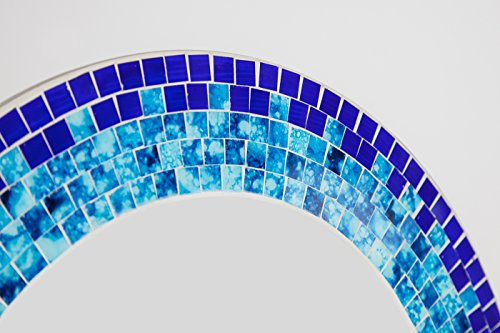 Mosaikspiegel „Blue“ Handarbeit, 50cm rund, Spiegel 34,6cm, inkl. Aufhängung - 2