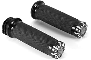 Hlyjoon Poignées de moto 1Pair 1.0in/25mm Billet Aluminium Moto Poignées de Guidon Fit pour VRSC XL XR Dyna Softail 1996-plus tard 1996-2007 Touring Models