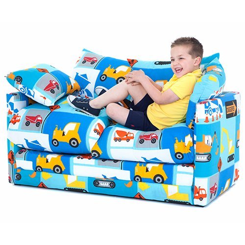 Construction Diggers & Trucks Design Children's Fold Out Sofa Bed