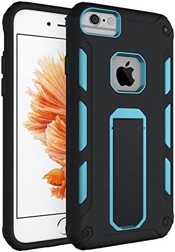 iPhone 6s Case,iPhone 6 Case,JOOMFEEN Dual Layer Heavy Duty Rugged Shock-Absorption Non-slip Bumper and Anti-Scratch Hard Back Cover With Kickstand Protective Case for Apple iphone 6/6S(Black/Blue)