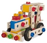 HEROS 100039038 – Constructor, Kran 170-teilig – Holz-Konstruktions-Set – 7 verschiedene Modelvarianten baubar – Made in Germany - 4