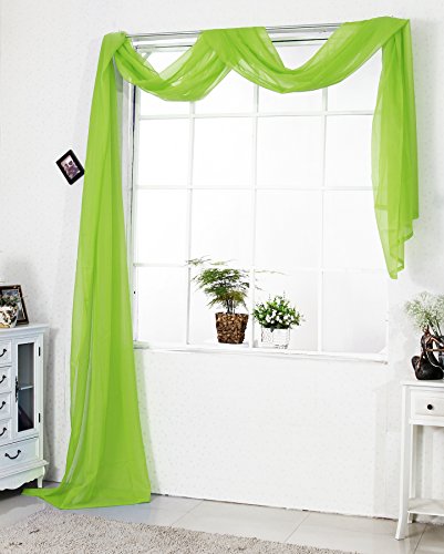 WOLTU VH5512hgn Querbehang Voile transparent Übergardinen Gardine Vorhang Stores Raumteiler Fensterschal Dekoschal Voile 140x600 cm Hellgrün