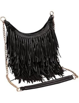LUI SUI Damen handgefertigte Leder Franse Quaste Crossbody Hobo Schultertasche Umhängetaschen