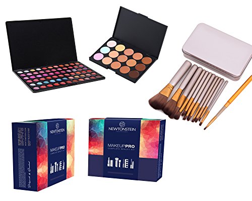 MakeUpPro – 291-teiliges Pflegeset mit 180 Farben, Make-up, Lidschatten, Schimmerpalette, 66 Farben Lipgloss-Palette, 12 Glitzerfarben für Augen und Liplinerstiften, 12-teilige Makeup-Bürsten, 15 Farben Concealer, 5 Make-up Tränenschwämme + professionelle Wimpernwickler - 4