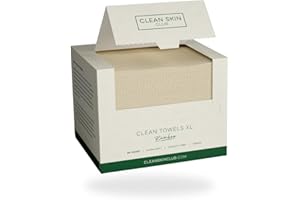 Clean Skin Club Bamboo Viscose Clean Towels XL™, 100% USDA Biobased Face Towel, Disposable Face Towelette, Makeup Remover Dry Wipes, Ultra Soft, 50 Ct, 1 Pack