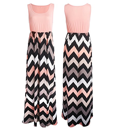 Yidarton Sommerkleid Damen Lang Chiffon High Waist Striped Sleeveless Beach Kleid Partykleid Elegant - 4