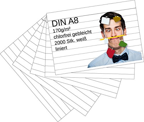 Preisvergleich Produktbild Karteikarten 2000 Stück A8 weiß liniert