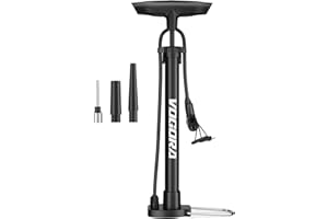 VOGORA Bomba de Bicicleta con Válvulas Presta y Schrader, para Todo Tipo de Bicicletas, Bomba de Pie para Neumáticos de Coche, Bicicletas de Carretera, Montaña y Balones.