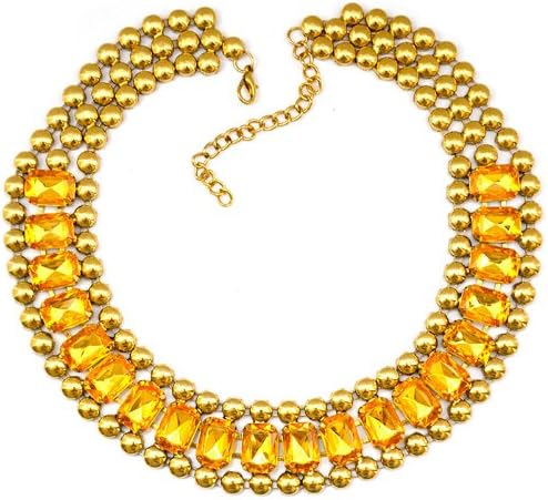 Pretty Isis Yellow Crystal Embellished Vintage Gold Collar Necklace Fashuun Village