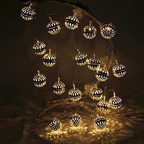 DOLDOA 20er LED Lichterkette silberne Kugeln batteriebetrieben,Silber - 4
