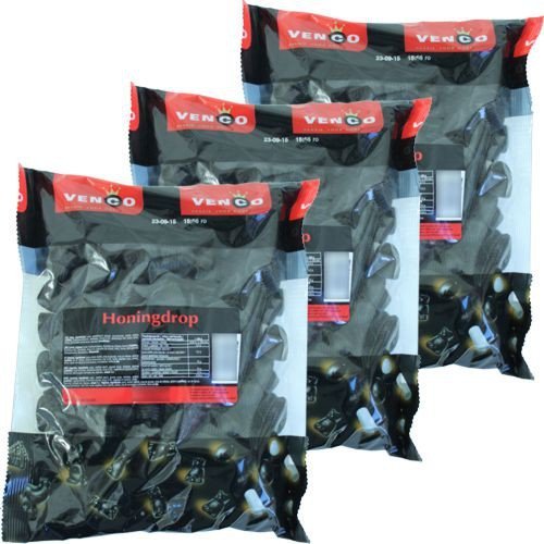 Venco Licorice Holland 'Honigdrop' 3 Packunge a Lbs (sweet licorice)
