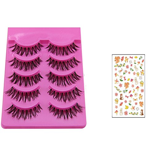 Bluelans® 5 Paar Falsche künstliche Wimpern Schwarz Eyelasches Wimpernverlängerung Make-up