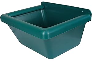 Tosoni Selleria, Mangiatoia Rettangolare, Ideale per Cavalli, Bordo in Plastica Salvamangime. in Polietilene, Tappo di Svuotamento, Capienza 25 Litri, per Scuderia e Box Cavalli, Disponibile in Verde