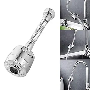 X SAR ABS, Stainless Steel 360 Degree Rotation Bubbler Saving Water Faucet/tap, Filter Shower Head Nozzle Adapter, Silver, Chrome Finish for Kitchen and Home