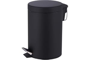 JANOON 3 Litre Stainless Steel Pedal Bin for Kitchen Bathroom Toilet Rubbish Tray (Black)