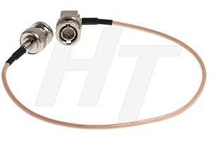 HangTon bardzo elastyczny cienki monitor kamery 3G HD-SDI kabel koncentryczny RF kąt prosty męski BNC do prostego mężczyzny BNC RG179 75 omów (40 cm)