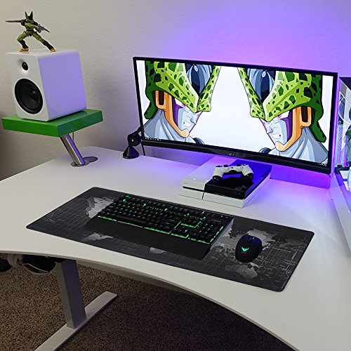 Benvo Gaming Mouse XXL Alfombrilla para rat  n de oficina Alfombrilla de rat  n grande  900 x 400 x 3 mm  deslizamiento   ptimo  fondo antideslizante de goma  borde cosido  Alfombrilla de rat  n con motivo de mapa mundial para oficina y juego de teclado y rat  n
