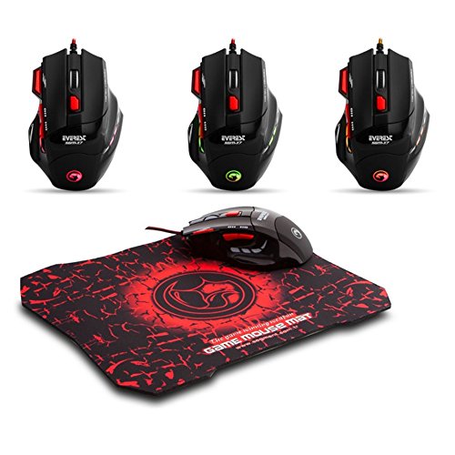 Everest SGM-X10 Optische Gaming-Maus mit Mauspad USB 3200 DPI 6-Tasten Schwarz - 5
